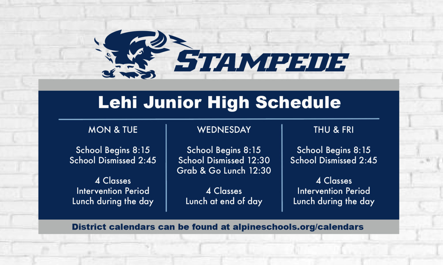 Daily Bell Schedule Lehi Junior