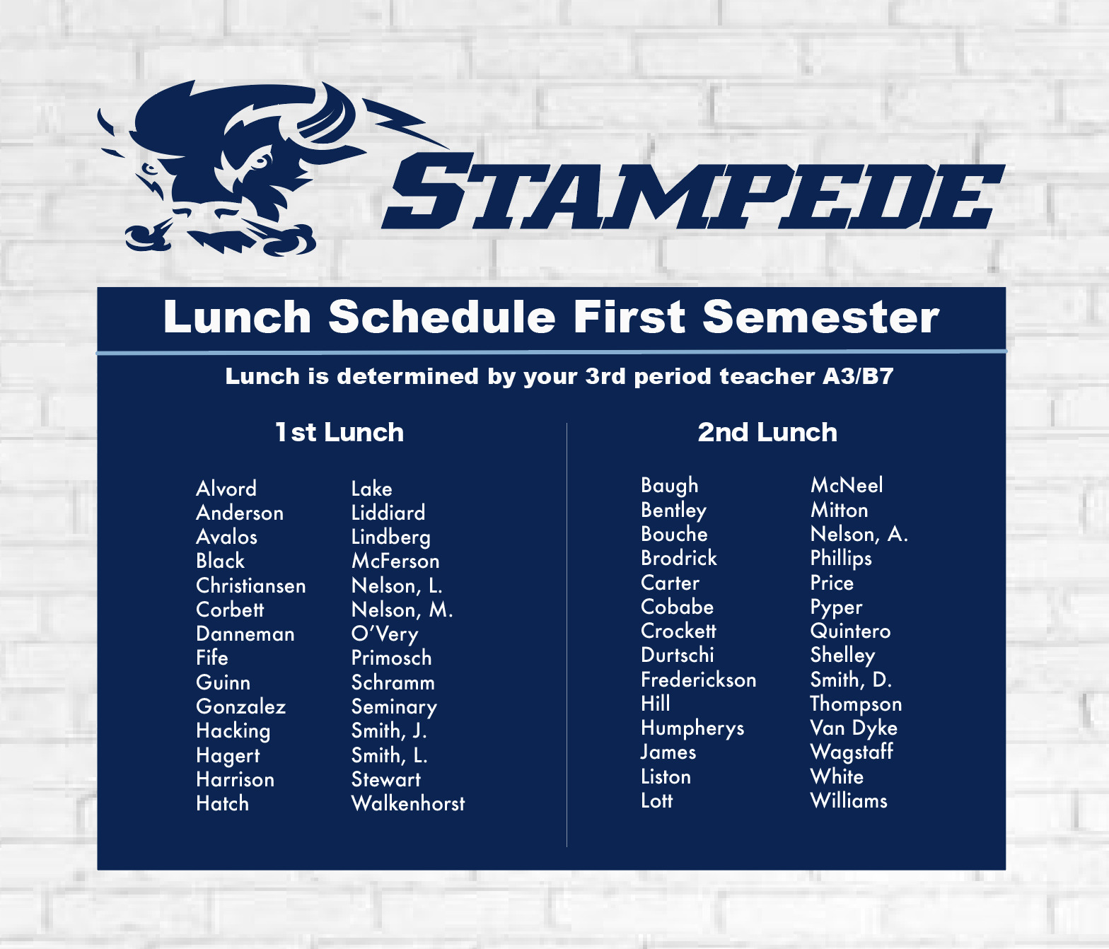 Teacher Lunch Schedule – Lehi Junior High