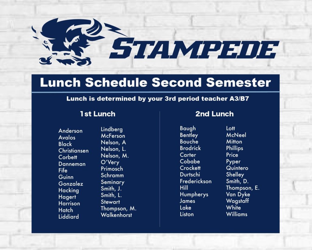 Teacher Lunch Schedule Lehi Junior High